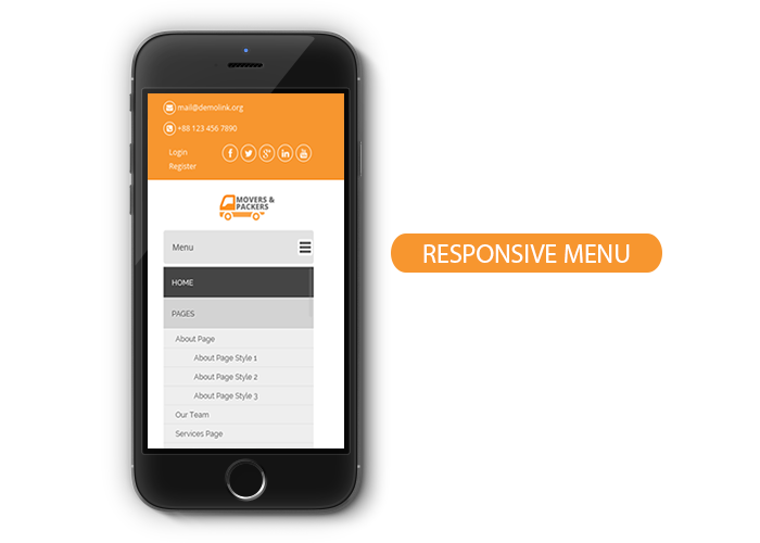 Responsive Menu for Movers & Packers Template